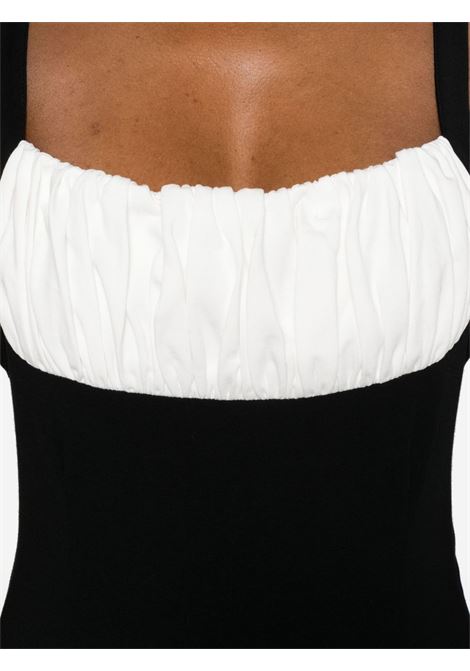 Black and white gathered sleeveless midi dress Rowen rose - women ROWEN ROSE | RRJ124BLKWHT